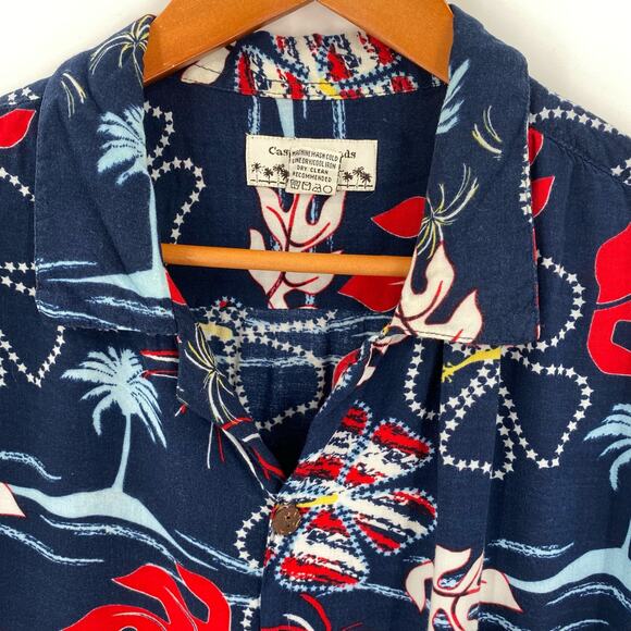 Red white and blue Hawaiian aloha shirt mens size M Casual Threads Clothing Co - Picture 6 of 8